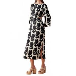 NEW OMIKA peyton cutout detail midi dress in emma mussel